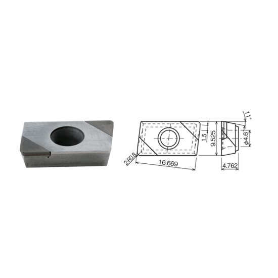 Picture of Dijet DBD-187-031 JBN330 Milling Insert Back Draft 0.310 Corner Radius CBN Multilayer